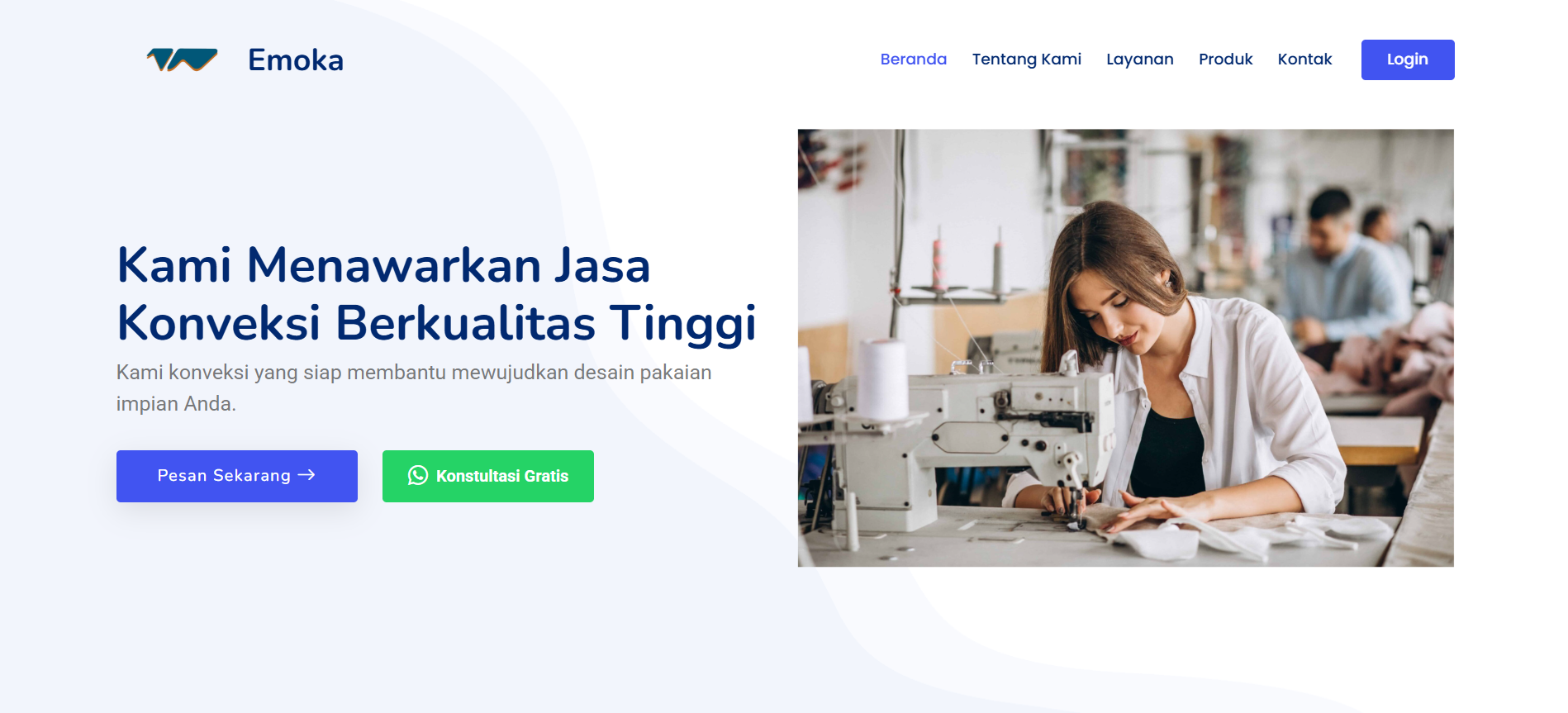 Tampilan Sistem Informasi Pemesanan Konveksi Emoka